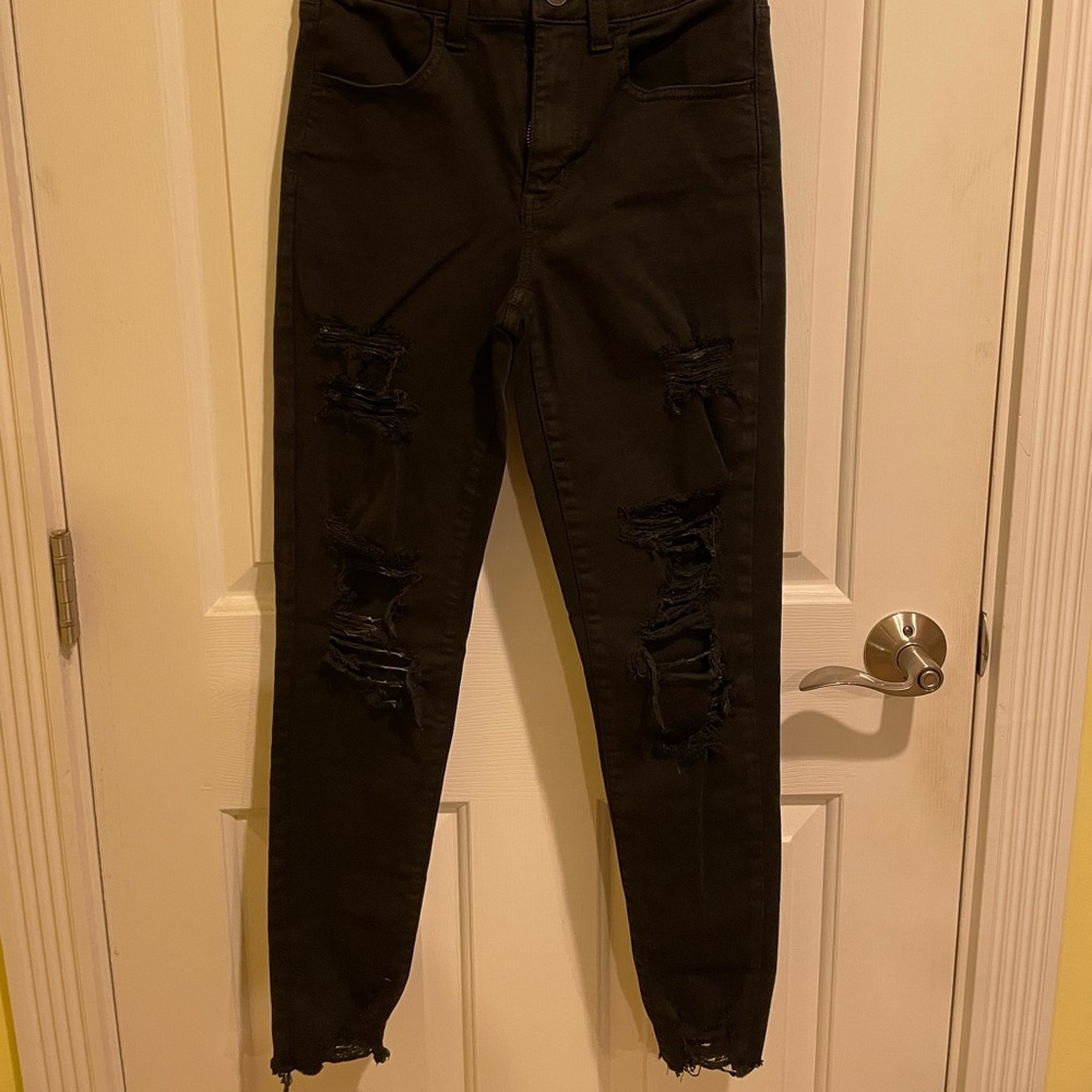 American Eagle ripped black skinny jeans